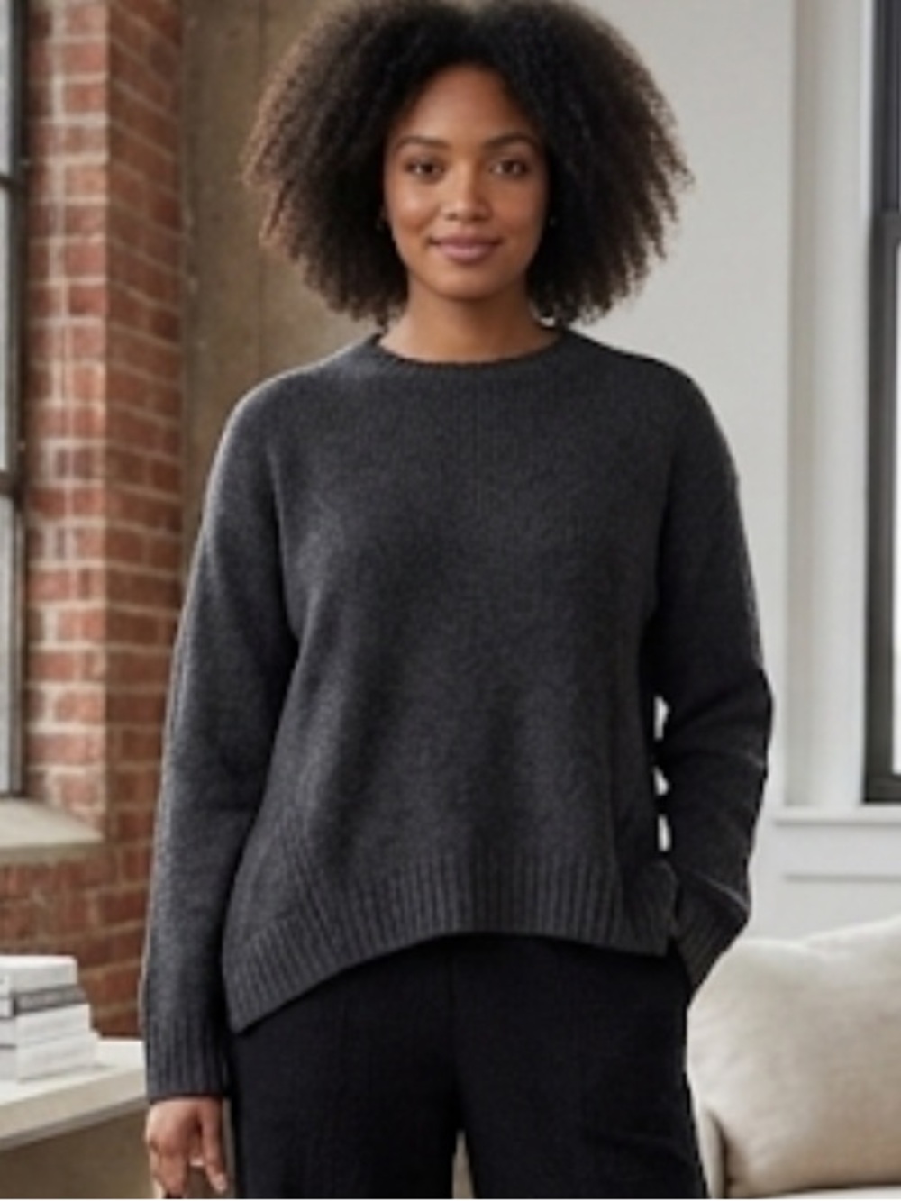 Cashmere Project Dark Grey Crew Sweater Size Large